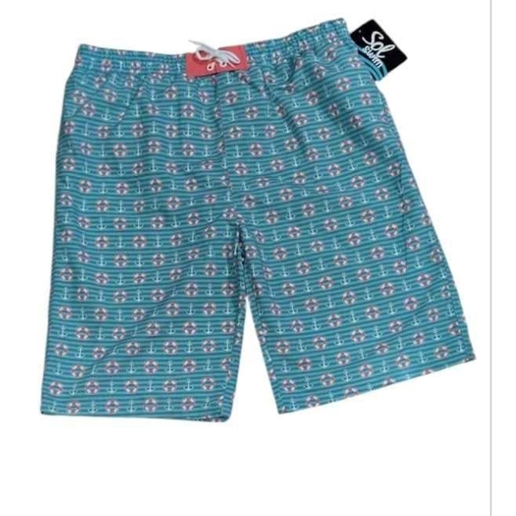 Kona Sol Other - Boys Aqua Sol Buoy & Anchor Patterned Swim Shorts